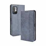 For Xiaomi Redmi Note 10 Magnetic Buckle Retro Crazy Horse Texture Horizontal Flip Leather Case with Holder & Card Slots & Photo Frame(Blue)