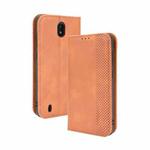 For Nokia C01 Plus Magnetic Buckle Retro Crazy Horse Texture Horizontal Flip Leather Case with Holder & Card Slots & Photo Frame(Brown)