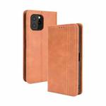 For Oukitel C21 Pro Magnetic Buckle Retro Crazy Horse Texture Horizontal Flip Leather Case with Holder & Card Slots & Photo Frame(Brown)