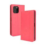 For Oukitel C21 Pro Magnetic Buckle Retro Crazy Horse Texture Horizontal Flip Leather Case with Holder & Card Slots & Photo Frame(Red)
