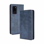 For Oukitel C21 Magnetic Buckle Retro Crazy Horse Texture Horizontal Flip Leather Case with Holder & Card Slots & Photo Frame(Blue)