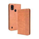 For ZTE Blade A51 Magnetic Buckle Retro Crazy Horse Texture Horizontal Flip Leather Case with Holder & Card Slots & Photo Frame(Brown)