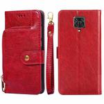 Zipper Bag PU + TPU Horizontal Flip Leather Case with Holder & Card Slot & Wallet & Lanyard For Xiaomi Redmi Note 9S(Red)
