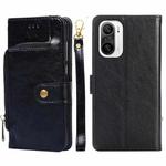 Zipper Bag PU + TPU Horizontal Flip Leather Case with Holder & Card Slot & Wallet & Lanyard For Xiaomi Redmi K40 / K40 Pro(Black)