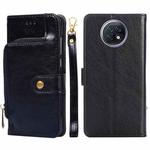 Zipper Bag PU + TPU Horizontal Flip Leather Case with Holder & Card Slot & Wallet & Lanyard For Xiaomi Redmi Note 9 5G CN Version / Note 9T 5G(Black)