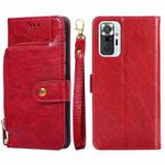 Zipper Bag PU + TPU Horizontal Flip Leather Case with Holder & Card Slot & Wallet & Lanyard For Xiaomi Redmi Note 10 Pro / Note 10 Pro Indian Version / Note 10 Pro Max(Red)