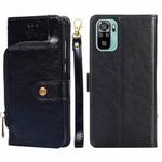 Zipper Bag PU + TPU Horizontal Flip Leather Case with Holder & Card Slot & Wallet & Lanyard For Xiaomi Redmi Note 10 4G / Note 10S(Black)