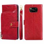 Zipper Bag PU + TPU Horizontal Flip Leather Case with Holder & Card Slot & Wallet & Lanyard For Xiaomi Poco X3 NFC(Red)