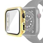 Electroplating PC Single Row Diamond Protective Case with Tempered Glass Film For Apple Watch Series 6 & SE & 5 & 4 40mm(Gold)