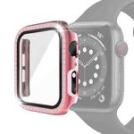 Electroplating PC Single Row Diamond Protective Case with Tempered Glass Film For Apple Watch Series 6 & SE & 5 & 4 40mm(Rose Pink)
