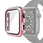 Electroplating PC Single Row Diamond Protective Case with Tempered Glass Film For Apple Watch Series 6 & SE & 5 & 4 44mm(Rose Pink)