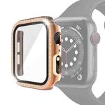 Electroplating PC Single Row Diamond Protective Case with Tempered Glass Film For Apple Watch Series 6 & SE & 5 & 4 44mm(Rose Gold)