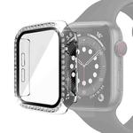 Electroplating PC Single Row Diamond Protective Case with Tempered Glass Film For Apple Watch Series 6 & SE & 5 & 4 44mm(Transparent)