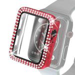 Electroplating PC Double Rows Diamond Protective Case with Tempered Glass Film For Apple Watch Series 6 & SE & 5 & 4 40mm(Red)