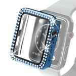 Electroplating PC Double Rows Diamond Protective Case with Tempered Glass Film For Apple Watch Series 6 & SE & 5 & 4 40mm(Blue)