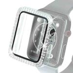 Electroplating PC Double Rows Diamond Protective Case with Tempered Glass Film For Apple Watch Series 6 & SE & 5 & 4 40mm (Transparent)