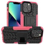 For iPhone 13 mini Tire Texture Shockproof TPU+PC Protective Case with Holder (Pink)