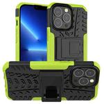 For iPhone 13 Pro Tire Texture Shockproof TPU+PC Protective Case with Holder (Green)