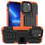 For iPhone 13 Pro Tire Texture Shockproof TPU+PC Protective Case with Holder (Orange)