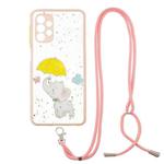 For Samsung Galaxy A32 5G Colored Drawing Starry Sky Epoxy TPU Shockproof Case with Neck Lanyard(Elephant)