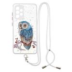 For Samsung Galaxy A52 5G Colored Drawing Starry Sky Epoxy TPU Shockproof Case with Neck Lanyard(Owl)