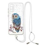 For Samsung Galaxy S20 FE 5G / 4G Colored Drawing Starry Sky Epoxy TPU Shockproof Case with Neck Lanyard(Owl)