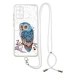 For Samsung Galaxy S20+ Colored Drawing Starry Sky Epoxy TPU Shockproof Case with Neck Lanyard(Owl)