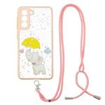 For Samsung Galaxy S21 5G Colored Drawing Starry Sky Epoxy TPU Shockproof Case with Neck Lanyard(Elephant)