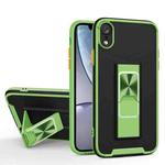 Dual-color Skin Feel TPU + PC Magnetic Shockproof Case with Invisible Holder For iPhone XR(Green)