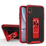 Dual-color Skin Feel TPU + PC Magnetic Shockproof Case with Invisible Holder For iPhone XR(Red)