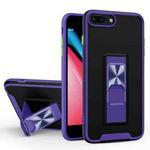 Dual-color Skin Feel TPU + PC Magnetic Shockproof Case with Invisible Holder For iPhone 8 Plus / 7 Plus(Purple)