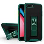 Dual-color Skin Feel TPU + PC Magnetic Shockproof Case with Invisible Holder For iPhone 8 Plus / 7 Plus(Dark Green)