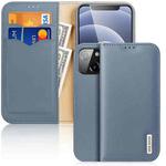 For iPhone 13 mini DUX DUCIS Hivo Series Cowhide + PU + TPU Leather Horizontal Flip Case with Holder & Card Slots (Light Blue)