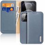 For iPhone 13 Pro DUX DUCIS Hivo Series Cowhide + PU + TPU Leather Horizontal Flip Case with Holder & Card Slots (Light Blue)