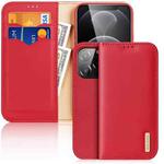 For iPhone 13 Pro DUX DUCIS Hivo Series Cowhide + PU + TPU Leather Horizontal Flip Case with Holder & Card Slots (Red)