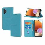 For Samsung Galaxy A32 4G Woven Texture Stitching Magnetic Horizontal Flip PU Leather Case with Holder & Card Slots & Wallet & Lanyard(Blue)
