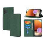 For Samsung Galaxy A32 5G Woven Texture Stitching Magnetic Horizontal Flip PU Leather Case with Holder & Card Slots & Wallet & Lanyard(Green)