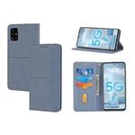 For Samsung Galaxy A51 Woven Texture Stitching Magnetic Horizontal Flip PU Leather Case with Holder & Card Slots & Wallet & Lanyard(Grey)