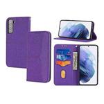 For Samsung Galaxy S21 5G Woven Texture Stitching Magnetic Horizontal Flip PU Leather Case with Holder & Card Slots & Wallet & Lanyard(Purple)