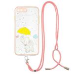 Colored Drawing Starry Sky Epoxy TPU Shockproof Case with Neck Lanyard For iPhone 8 Plus / 7 Plus(Elephant)