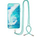 Colored Drawing Starry Sky Epoxy TPU Shockproof Case with Neck Lanyard For iPhone 8 Plus / 7 Plus(Waves)