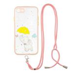 For iPhone SE 2022 / SE 2020 / 8 / 7 Colored Drawing Starry Sky Epoxy TPU Shockproof Case with Neck Lanyard(Elephant)