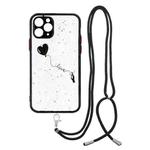 For iPhone 11 Pro Colored Drawing Starry Sky Epoxy TPU Shockproof Case with Neck Lanyard (Love)