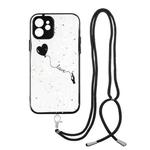 For iPhone 12 mini Colored Drawing Starry Sky Epoxy TPU Shockproof Case with Neck Lanyard (Love)