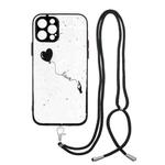 For iPhone 12 Pro Colored Drawing Starry Sky Epoxy TPU Shockproof Case with Neck Lanyard(Love)