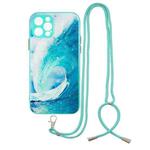 For iPhone 12 Pro Colored Drawing Starry Sky Epoxy TPU Shockproof Case with Neck Lanyard(Waves)