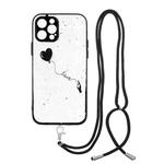 For iPhone 12 Pro Max Colored Drawing Starry Sky Epoxy TPU Shockproof Case with Neck Lanyard(Love)