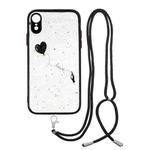 For iPhone XR Colored Drawing Starry Sky Epoxy TPU Shockproof Case with Neck Lanyard(Love)