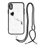 For iPhone XS Max Colored Drawing Starry Sky Epoxy TPU Shockproof Case with Neck Lanyard(Love)