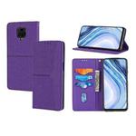 For Xiaomi Redmi Note 9 Pro Max Woven Texture Stitching Magnetic Horizontal Flip PU Leather Case with Holder & Card Slots & Wallet & Lanyard(Purple)